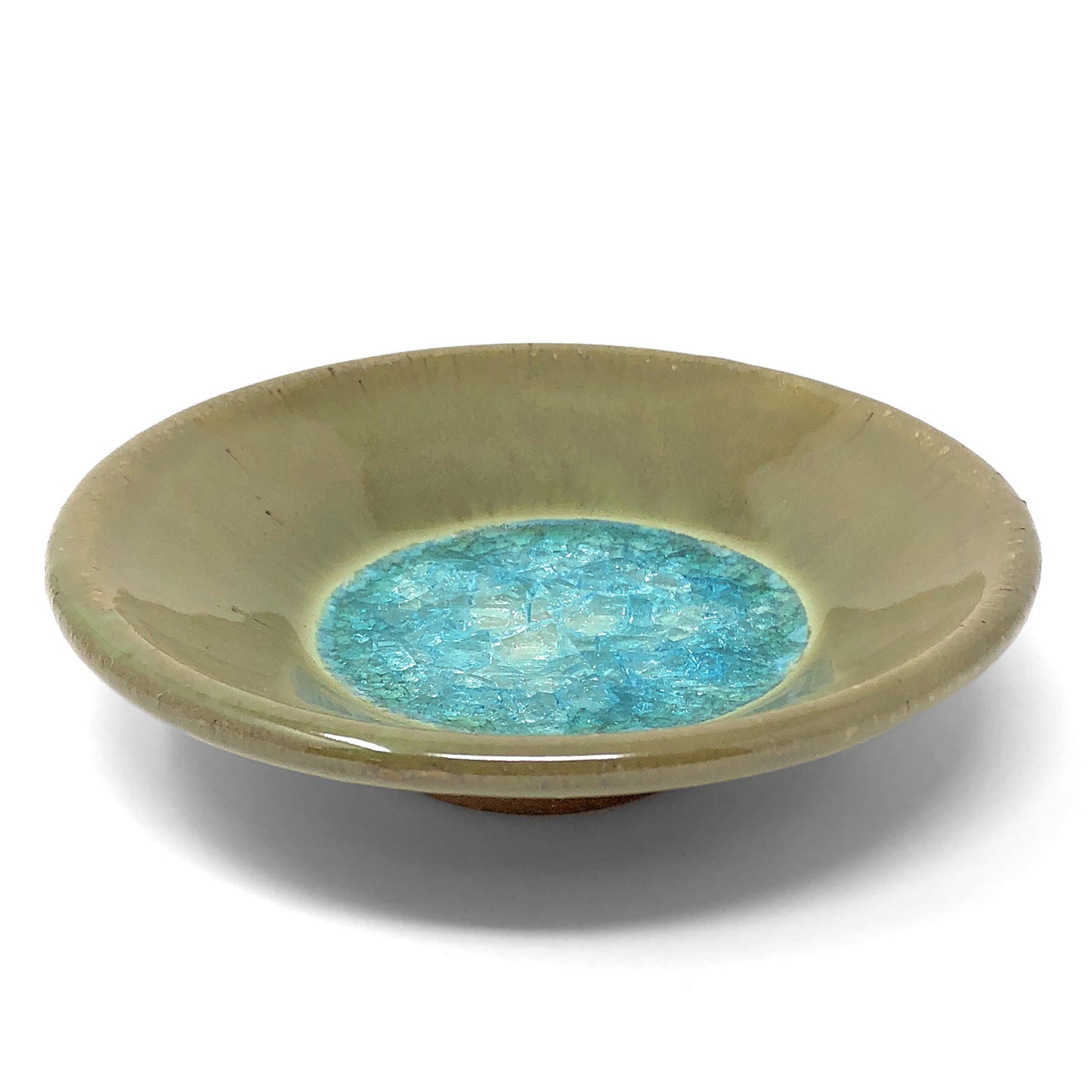 Dock 6 Pottery Small Wasabi/Trinket Dish with Fused Glass