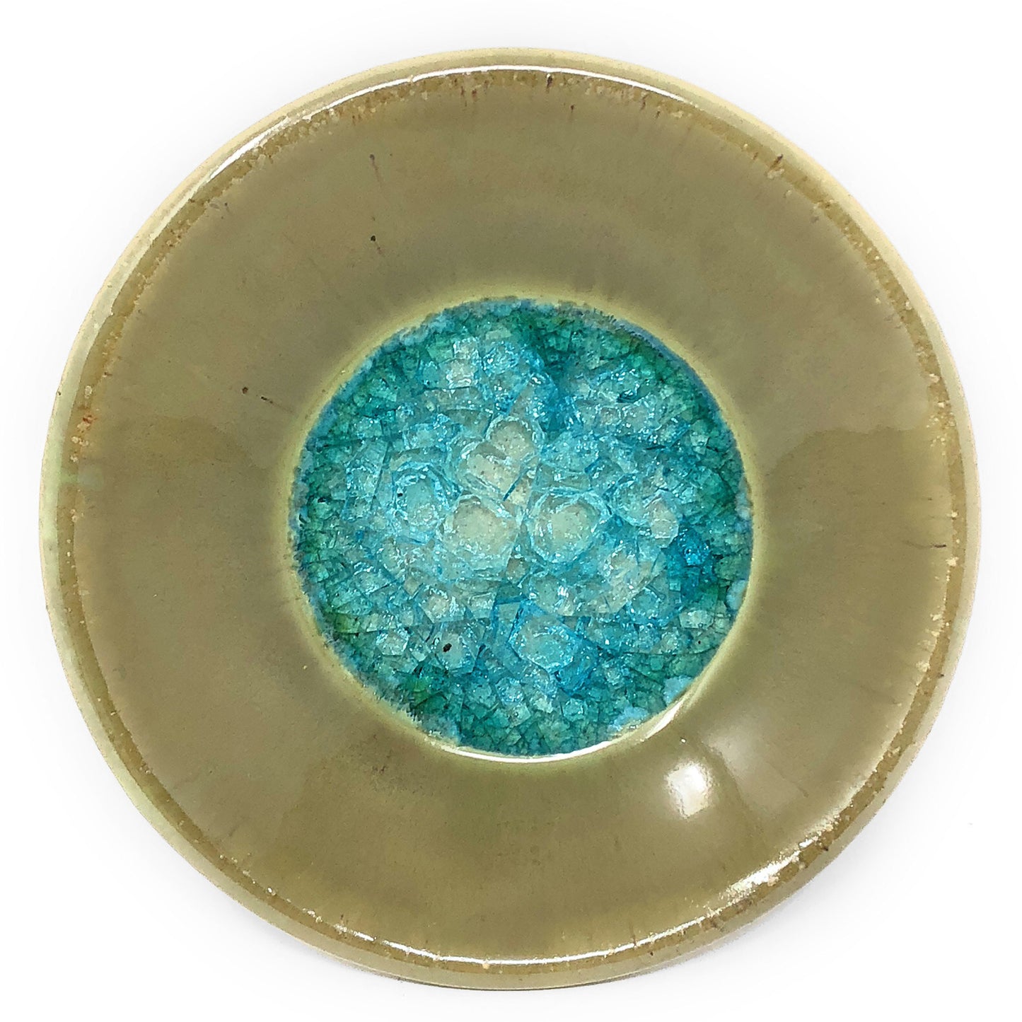 Dock 6 Pottery Small Wasabi/Trinket Dish with Fused Glass