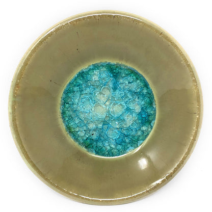Dock 6 Pottery Small Wasabi/Trinket Dish with Fused Glass