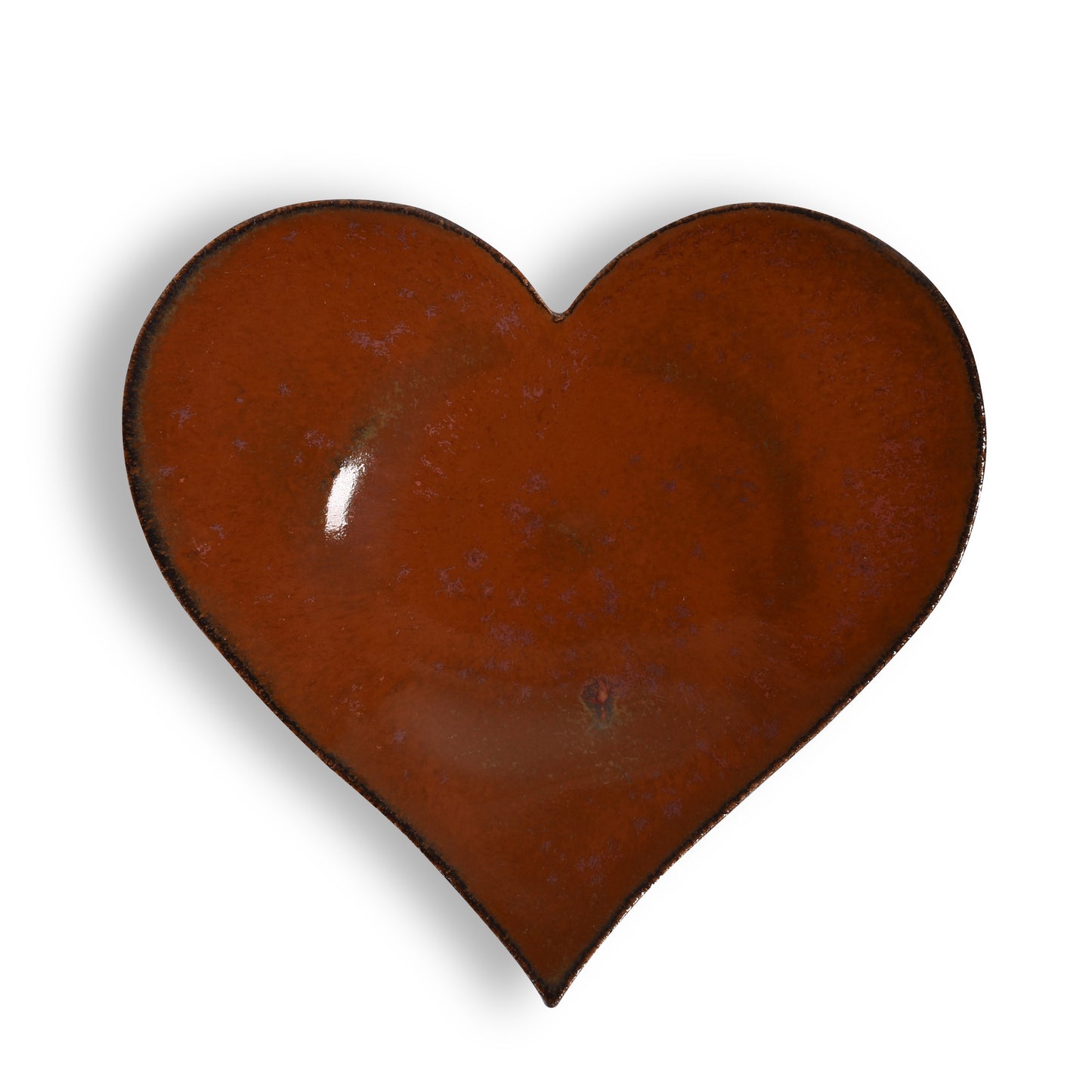 Dock 6 Pottery Heart-Shaped Handmade Spoon Rest / Ring Holder, Cinnamon Red