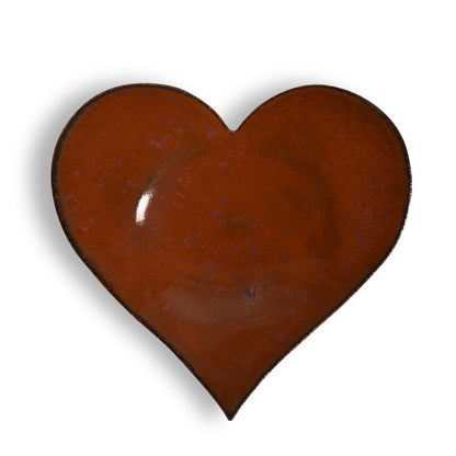 Dock 6 Pottery Heart-Shaped Handmade Spoon Rest / Ring Holder, Cinnamon Red