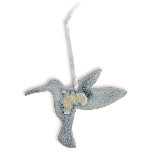 Dock 6 Pottery with Glass Hummingbird Ornament, Ash Gray
