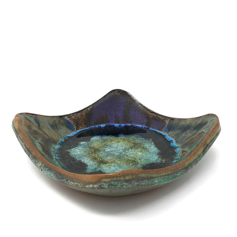 Dock 6 Pottery Wonton Dish with Fused Glass, Large