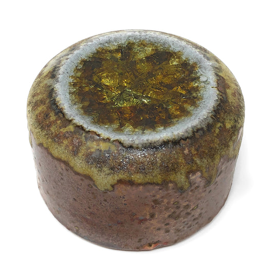 Dock 6 Pottery Salterra Salt Shaker with Fused Glass, Copper