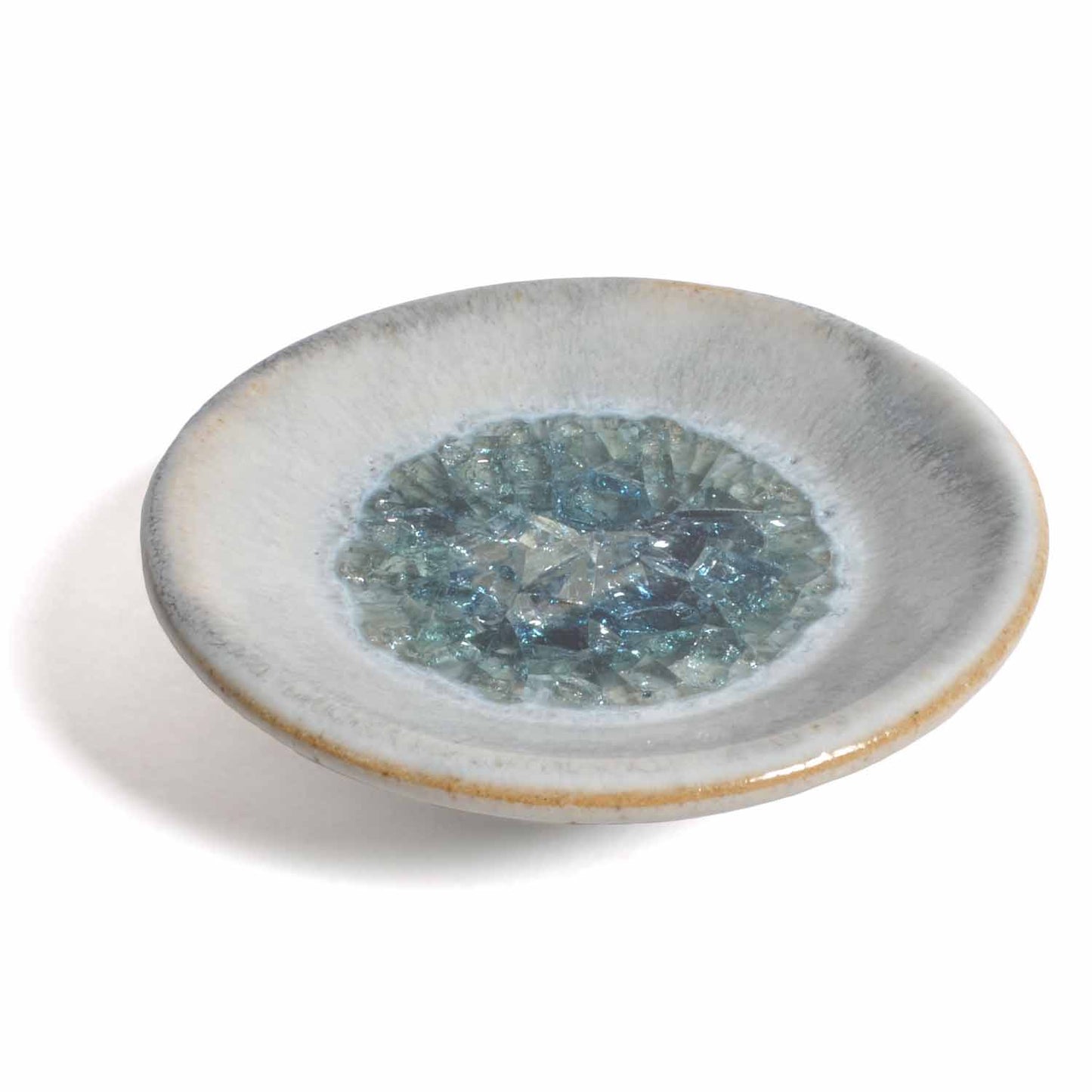 Dock 6 Pottery Small Wasabi/Trinket Dish with Fused Glass