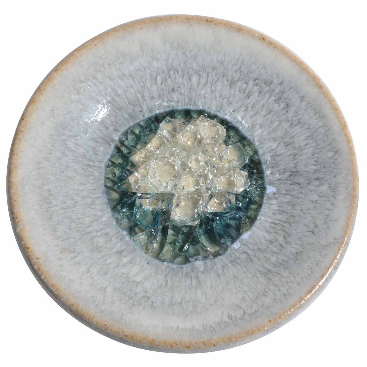 Dock 6 Pottery Small Wasabi/Trinket Dish with Fused Glass