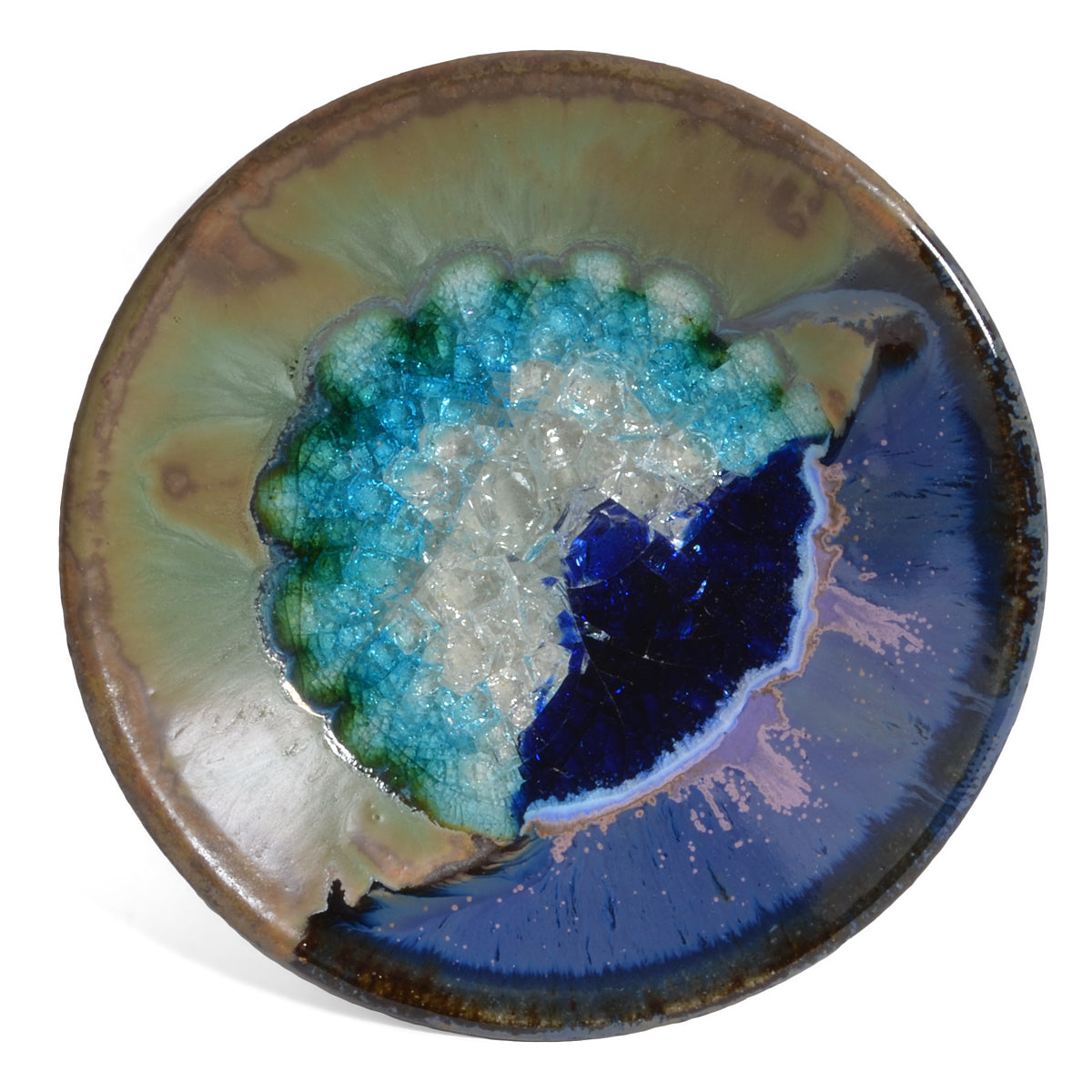 Dock 6 Pottery Small Wasabi/Trinket Dish with Fused Glass