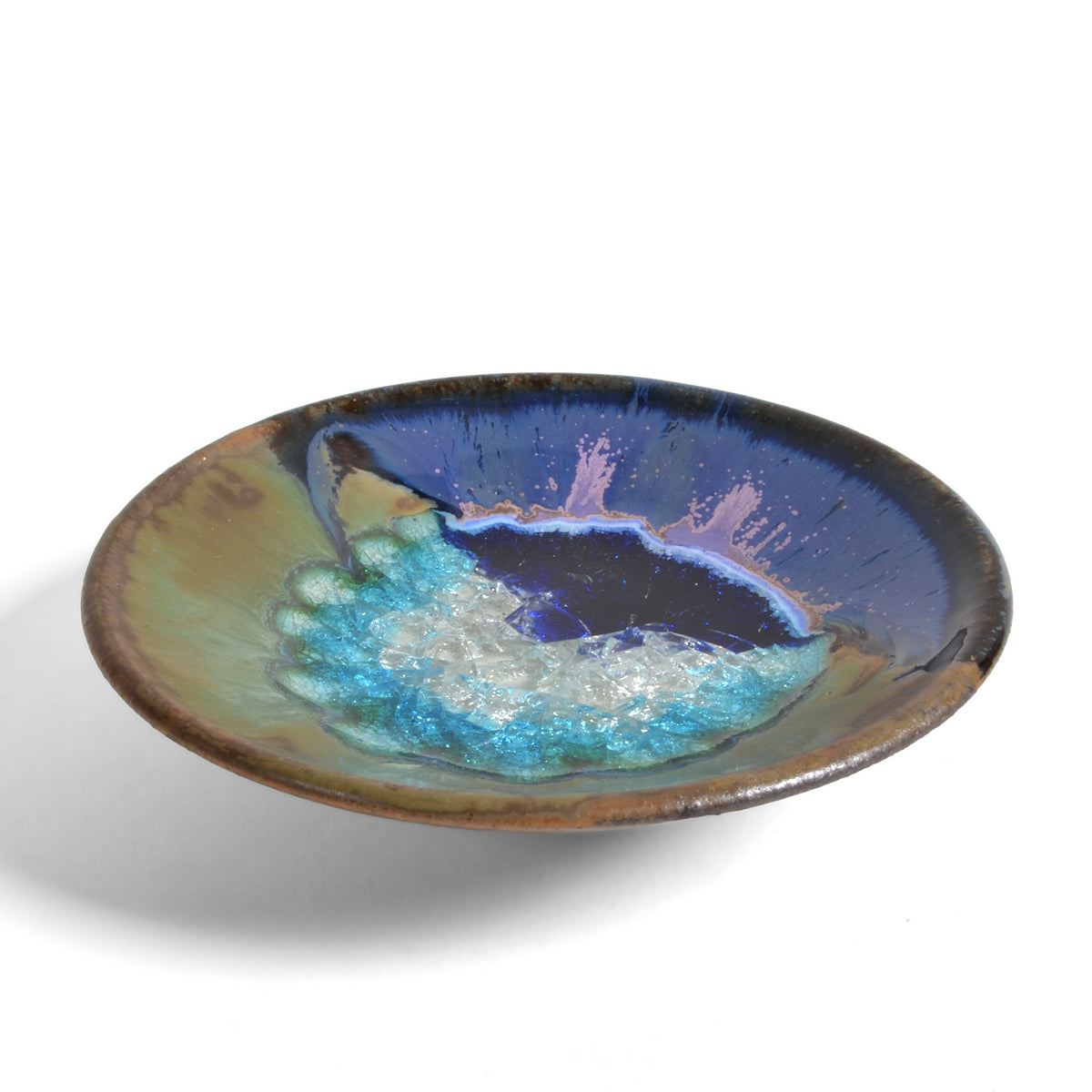 Dock 6 Pottery Small Wasabi/Trinket Dish with Fused Glass