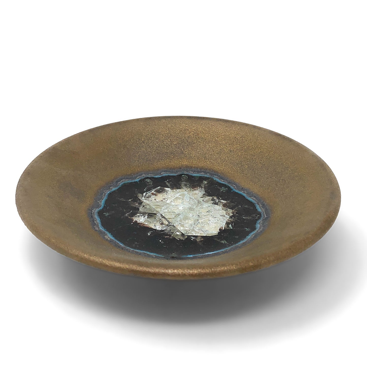 Dock 6 Pottery Small Wasabi/Trinket Dish with Fused Glass