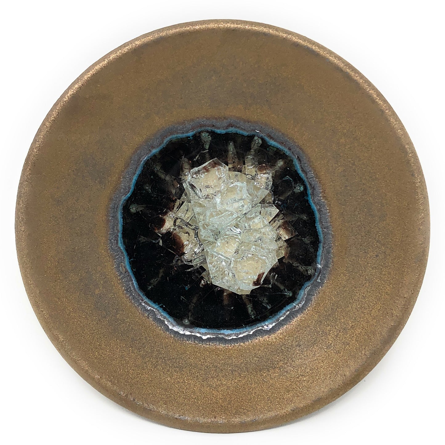 Dock 6 Pottery Small Wasabi/Trinket Dish with Fused Glass