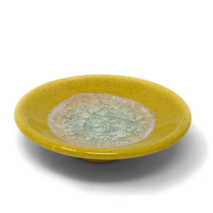 Dock 6 Pottery Small Wasabi/Trinket Dish with Fused Glass