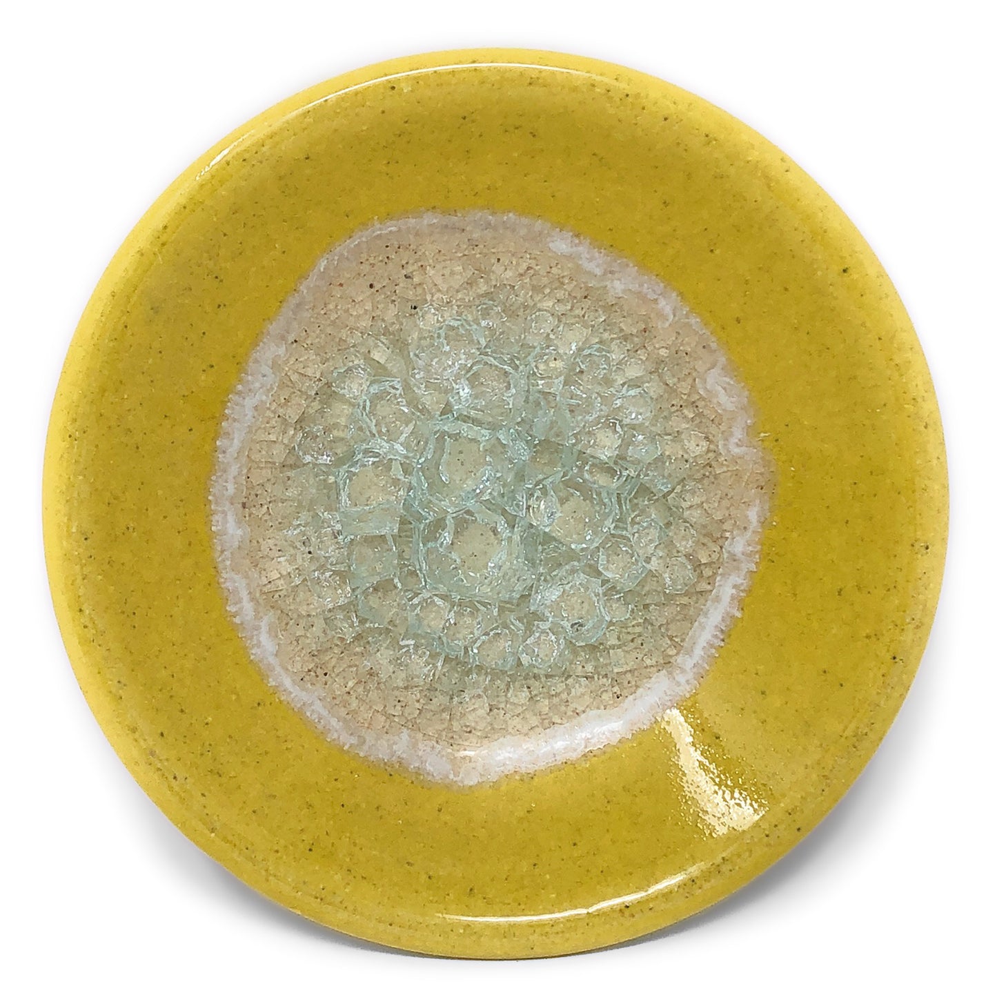 Dock 6 Pottery Small Wasabi/Trinket Dish with Fused Glass