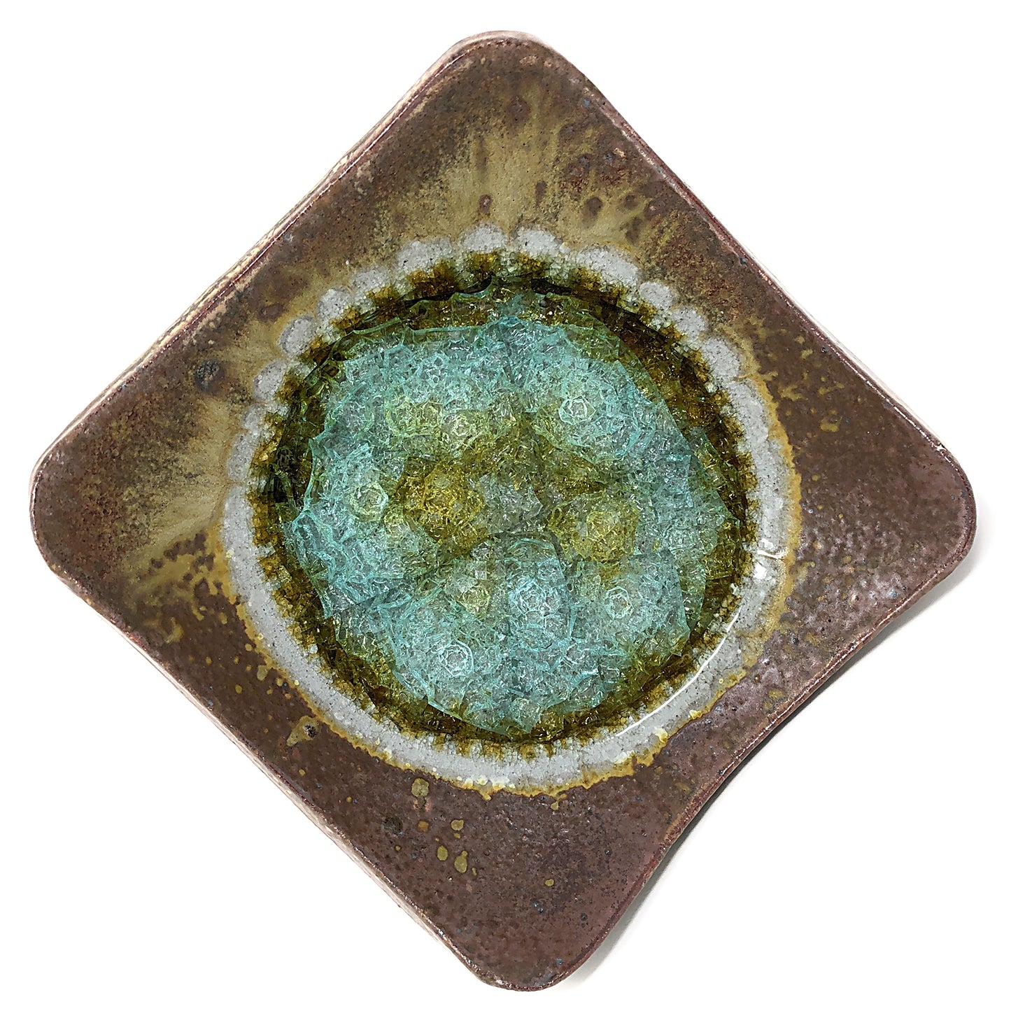 Dock 6 Pottery Wonton Dish with Fused Glass, Large