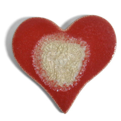Dock 6 Pottery Red Heart with Glass Refrigerator Magnet