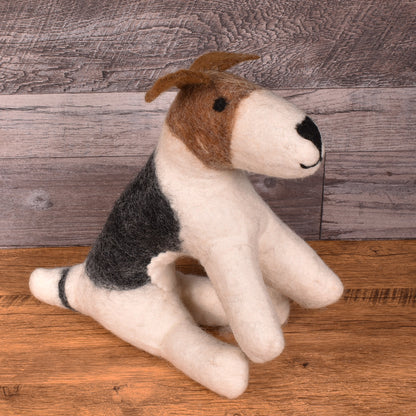 Fair Trade Organic Wool Felt Dog Figurine, Handmade in Nepal