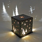 Doles Orchard Woodlands 4.5-inch Laser-Cut Luminary with LED Tealight, Blue