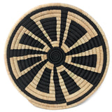 African Fair Trade Handwoven Raffia Basket, Small, Black/Cream