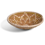 African Fair Trade Star Pattern Handwoven Raffia Basket, Natural/Ivory, X-Small