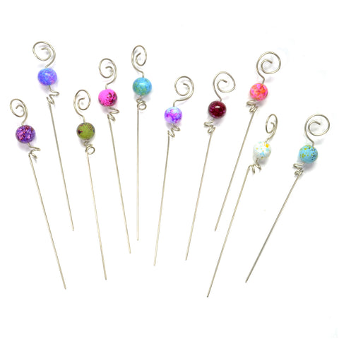 Gone Home Garnish Picks with Speckled Multicolor Beads, Set of 10