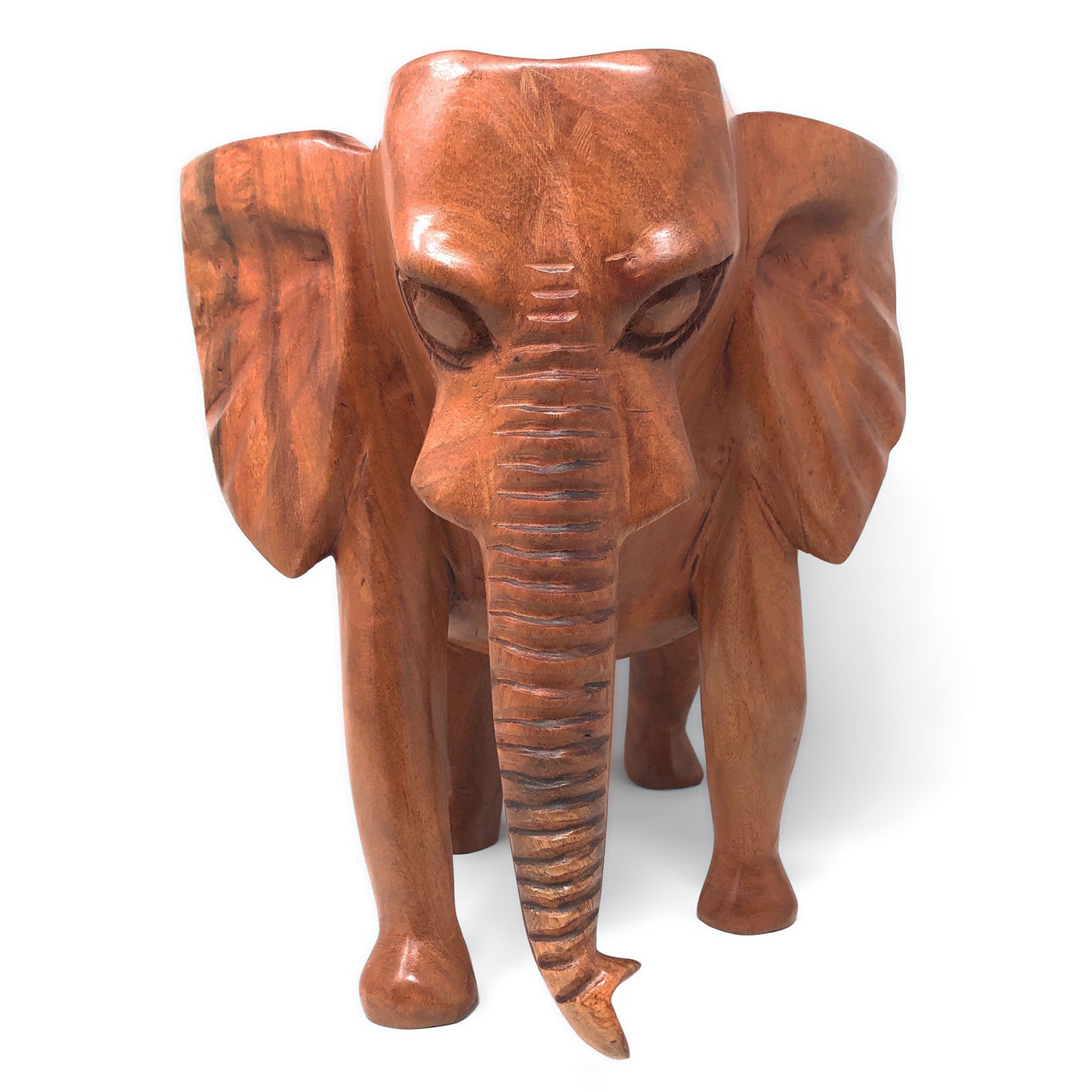 African Hand Carved Mahogany Standing Elephant Bowl from Ghana