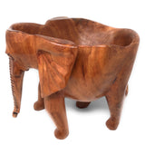 African Hand Carved Mahogany Standing Elephant Bowl from Ghana