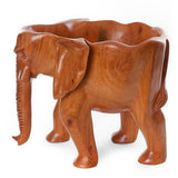 African Hand Carved Mahogany Standing Elephant Bowl from Ghana