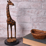 Giraffe 13" Hand Carved Olive Wood Figurine from Zimbabwe