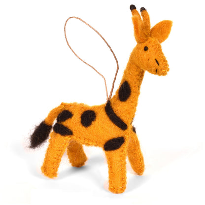 Fair Trade Hand Felted Wool Giraffe Ornament, Handmade in Nepal