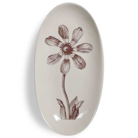 Gleena Handmade Porcelain Oval Tray, Cosmos, Ivory