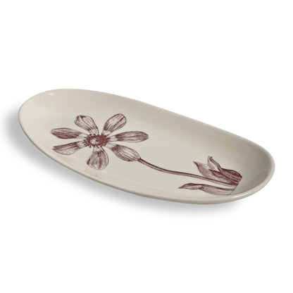 Gleena Handmade Porcelain Oval Tray, Cosmos, Ivory