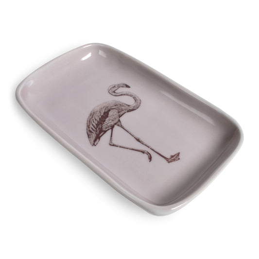 Gleena Handmade Porcelain Small Tray, Flamingo, Lilac