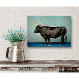 Bull On Blue by Catherine Ledner Canvas Wall Art, 18 x 14