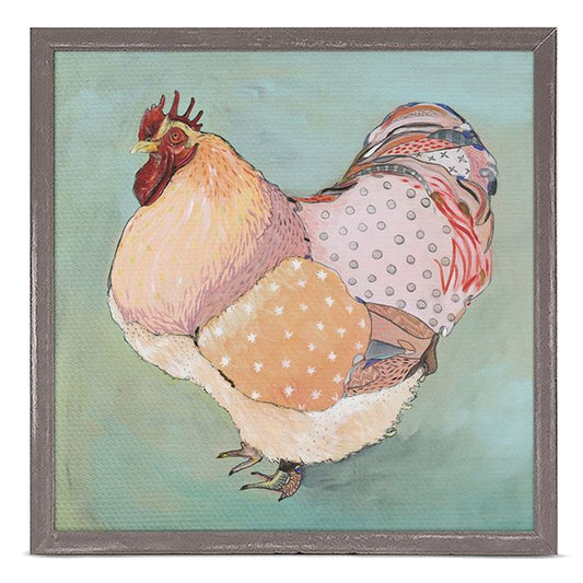 Patchwork Rooster by Emily Reid 6 x 6 Mini Framed Canvas