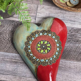 Laurie Pollpeter Eskenazi Cirque Medallion Ceramic Wall Heart in Red
