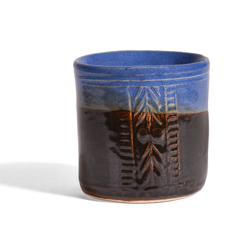 Holman Pottery 3-1/4-inch Planter/Tumbler/Caddy, Handmade in the USA, Blue Earth
