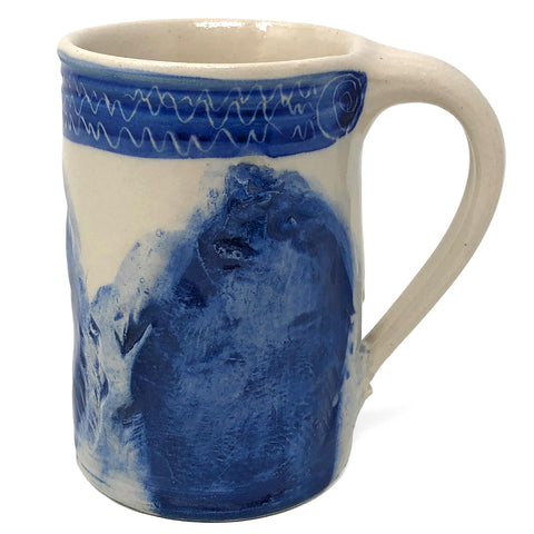 Holman Pottery Fossilware Island Fish Mug, Blue/Ivory