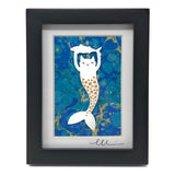 Hull Street Studio Cat Mermaid Cut Paper Art in Mini 3 x 4 Frame