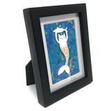 Hull Street Studio Cat Mermaid Cut Paper Art in Mini 3 x 4 Frame