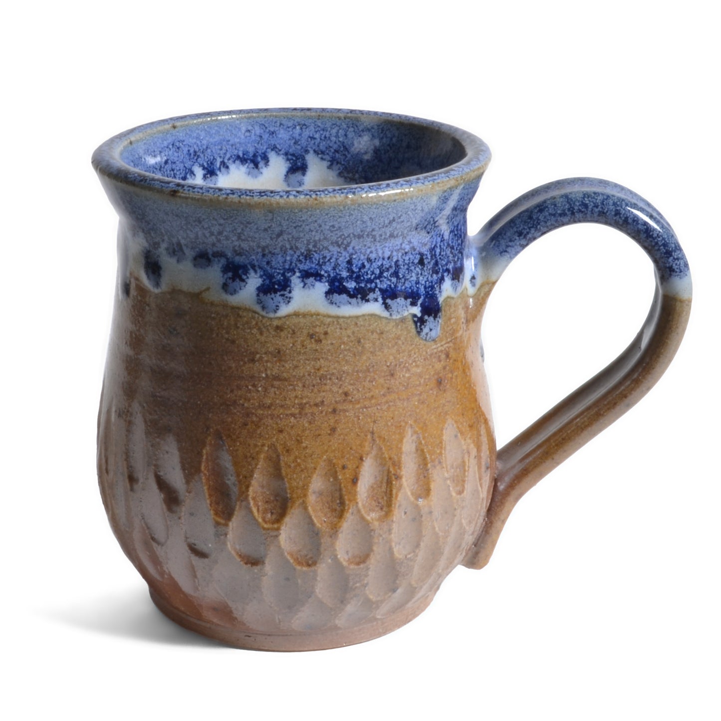 Inspire Pottery Studio Soda Fired Mug with Dipped Rim, Blue