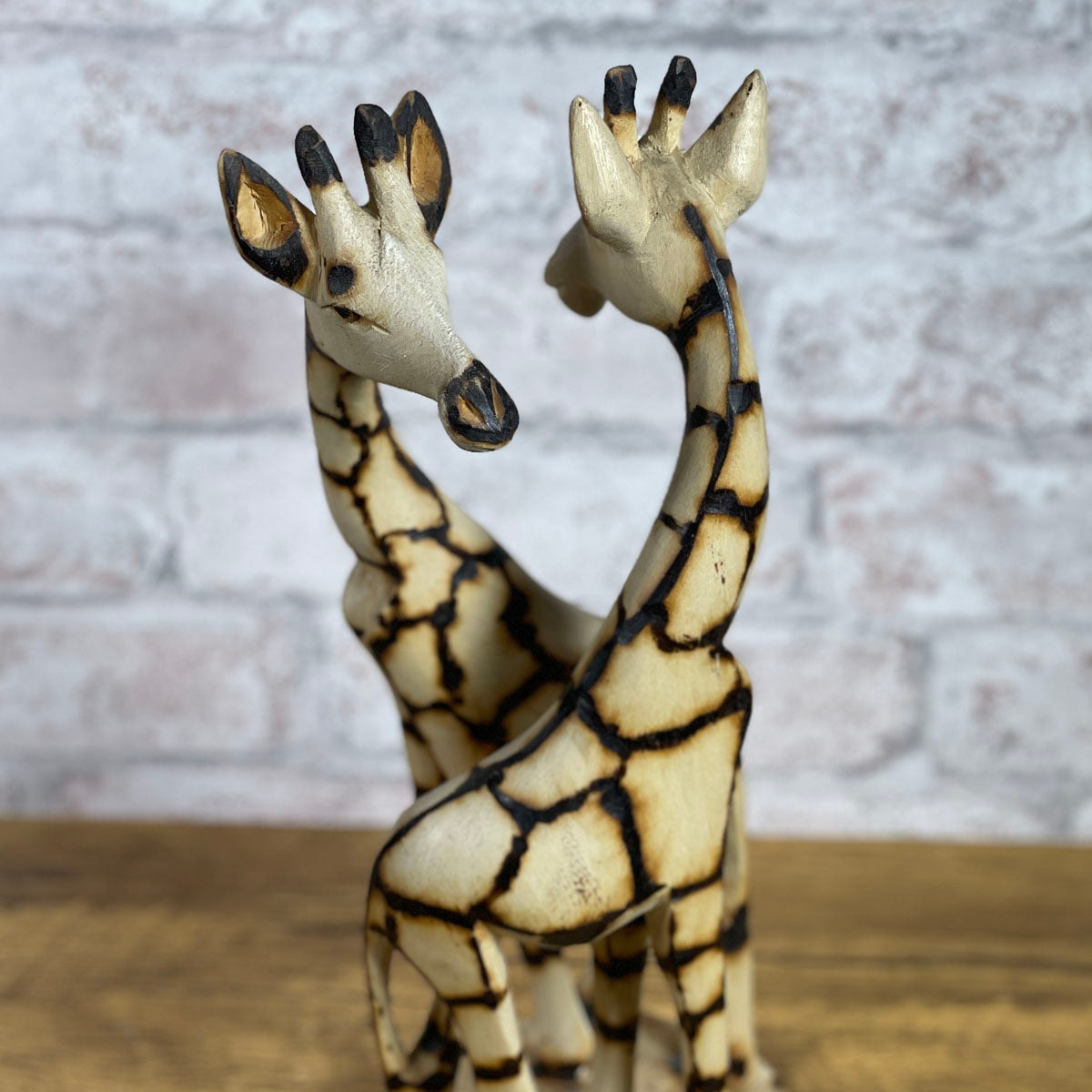 Giraffe Duo 12-1/2" Hand Carved Jacaranda Wood Figurine from Zimbabwe