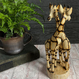 Giraffe Duo 12-1/2" Hand Carved Jacaranda Wood Figurine from Zimbabwe
