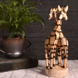 Giraffe Duo 12-1/2" Hand Carved Jacaranda Wood Figurine from Zimbabwe