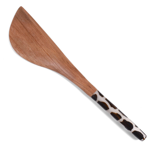 Wild Olive Wood Spreader with Bone Handle, Handmade in Kenya, Random Patterns, Each One Unique