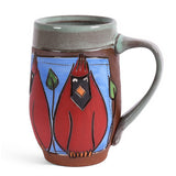 Jennifer Stas Pottery Cardinal 14-ounce Coffee Mug, Red/Multi