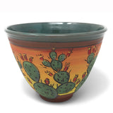 Jennifer Stas Pottery Prickly Pear Cactus 7-inch Round Bowl, Green/Multi