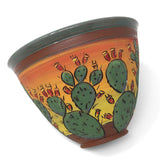 Jennifer Stas Pottery Prickly Pear Cactus 7-inch Round Bowl, Green/Multi