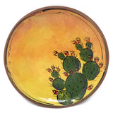 Jennifer Stas Pottery Prickly Pear Cactus 7-inch Round Terra Cotta Plate, Green/Multi