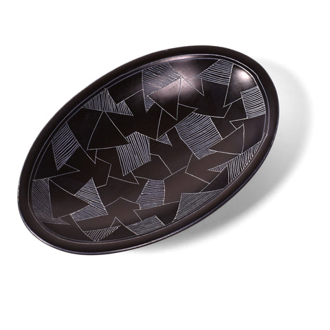 Dragonglass Pattern 5-3/4-inch Oval Soapstone Dish, Handmade in Kenya, Black