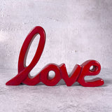 African Carved Soapstone 6-1/2 x 4-inch Love Script Sculpture, Red