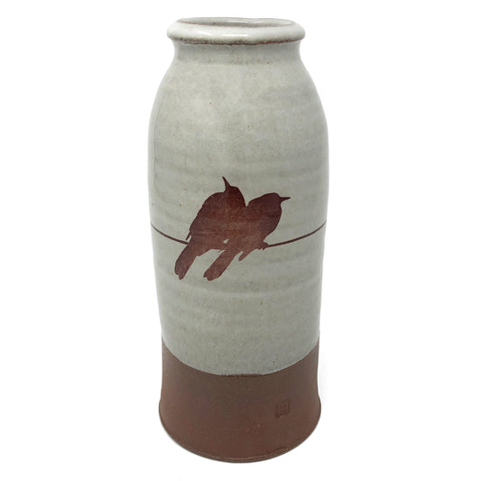 Keith Hershberger Ceramics 8-inch Birds on a Wire Vase